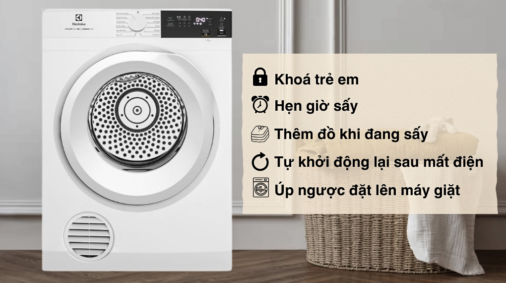 Máy sấy thông hơi Electrolux UltimateCare EDV904H3WC tích hợp nhiều tiện ích nổi bật